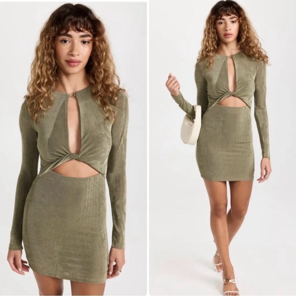 Significant Other Bright Olive Cutout Long Sleeve Mini Dress Woman never used